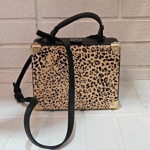 Sophisticated Black & Leopard Print Box Handbag
